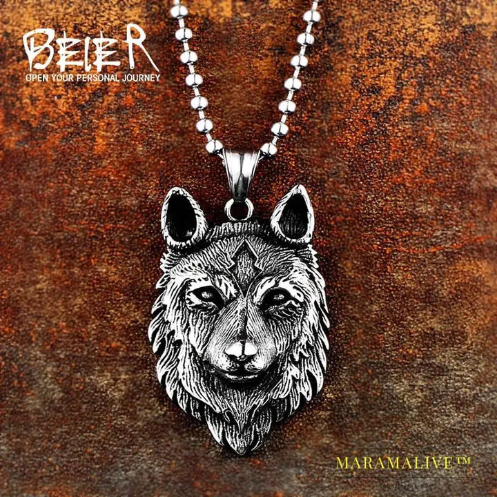 Punk 316L stainless steel new design howling wolf pendant necklace viking men celt Charm Fashion jewelry Boys gift