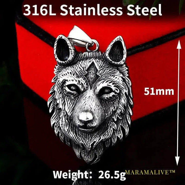 Punk 316L stainless steel new design howling wolf pendant necklace viking men celt Charm Fashion jewelry Boys gift