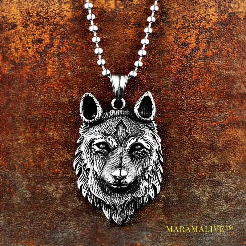 Punk 316L stainless steel new design howling wolf pendant necklace viking men celt Charm Fashion jewelry Boys gift