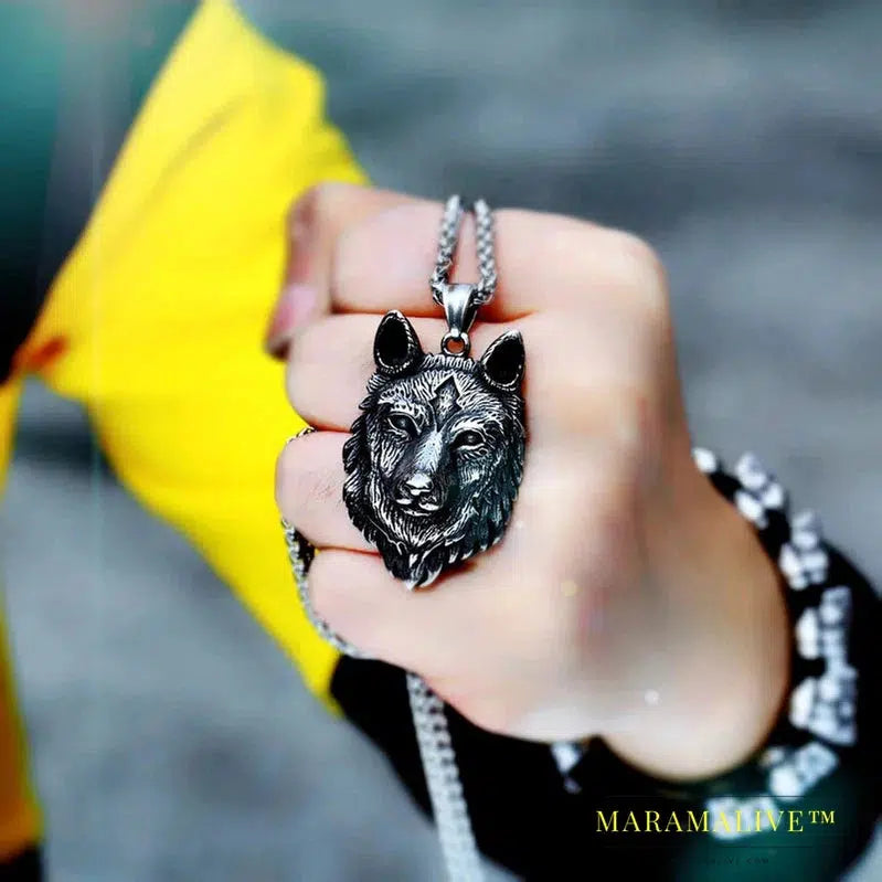 Punk 316L stainless steel new design howling wolf pendant necklace viking men celt Charm Fashion jewelry Boys gift