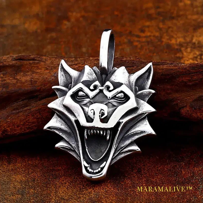 Punk 316L stainless steel new design howling wolf pendant necklace viking men celt Charm Fashion jewelry Boys gift