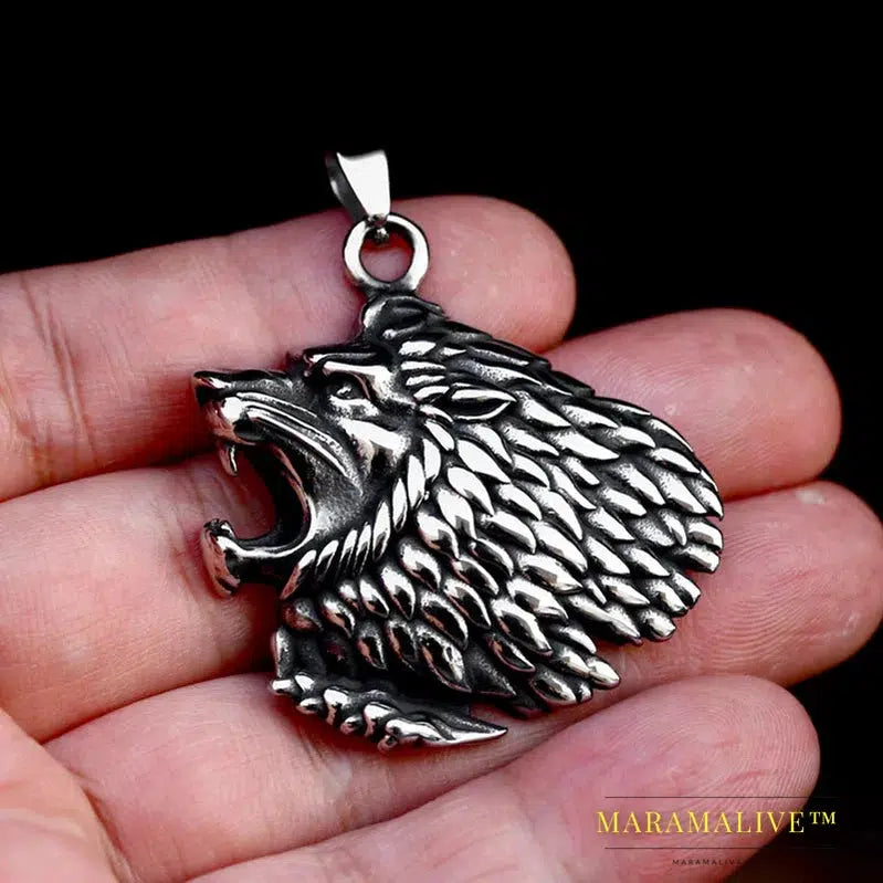 Punk 316L stainless steel new design howling wolf pendant necklace viking men celt Charm Fashion jewelry Boys gift