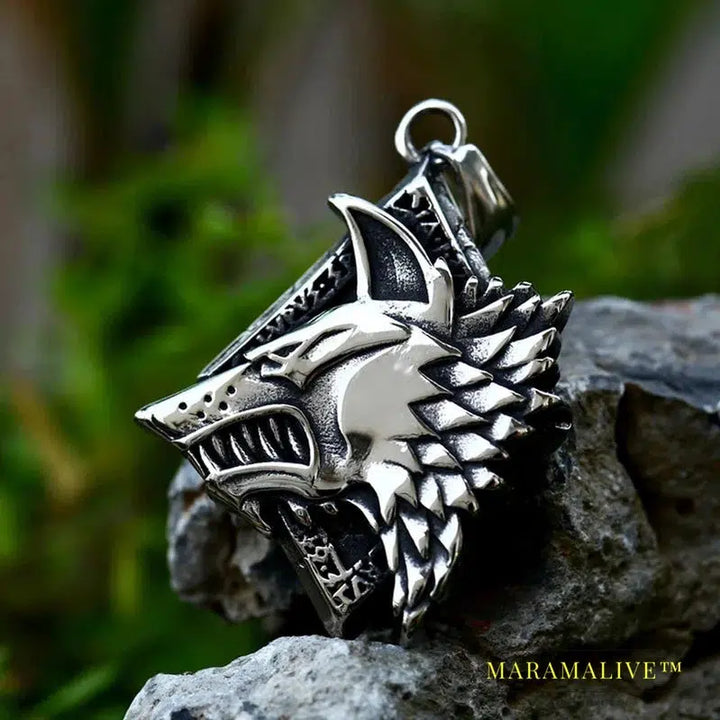 Punk 316L stainless steel new design howling wolf pendant necklace viking men celt Charm Fashion jewelry Boys gift