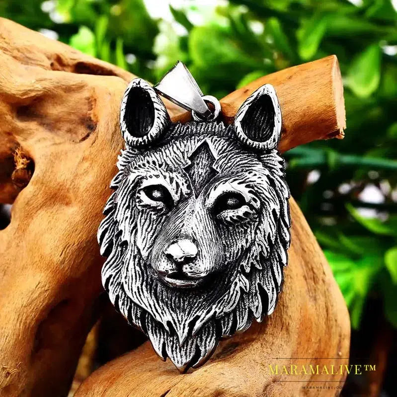 Punk 316L stainless steel new design howling wolf pendant necklace viking men celt Charm Fashion jewelry Boys gift