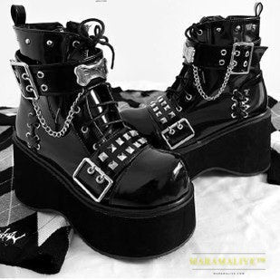 Punk Belt Buckle Platform Y2g Shoes Gothic Platform Shoes Boots