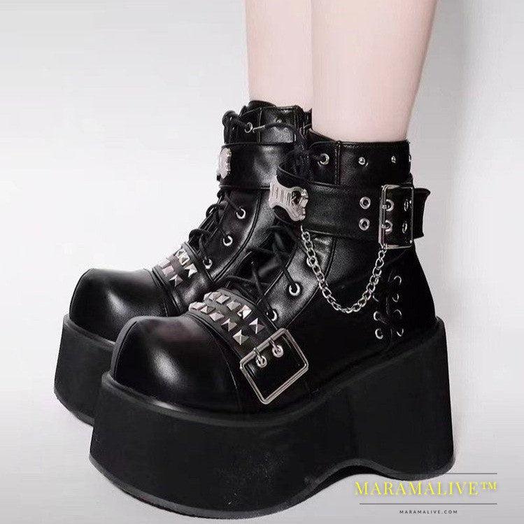 Punk Belt Buckle Platform Y2g Shoes Gothic Platform Shoes Boots