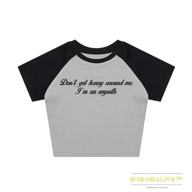 Punk Fairy Streetwear Slim T-Shirt Vintage Women Letter Print Aesthetic Cute Grunge Baby Tee Y2K Clothes Goth Emo Girl Crop Top