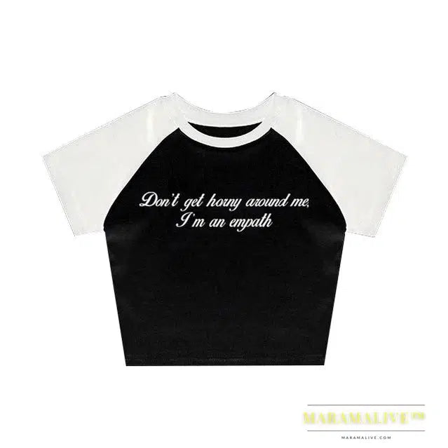 Punk Fairy Streetwear Slim T-Shirt Vintage Women Letter Print Aesthetic Cute Grunge Baby Tee Y2K Clothes Goth Emo Girl Crop Top