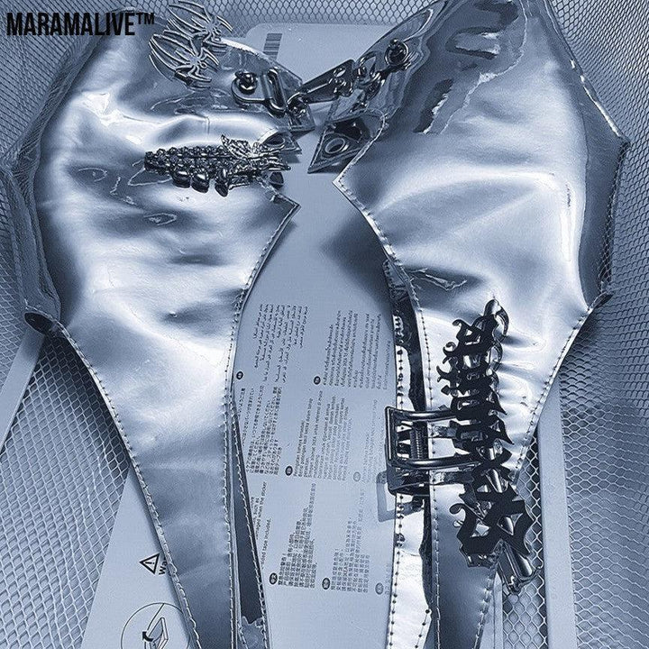 Punk Futuristic Silver Metallic Performance Suit