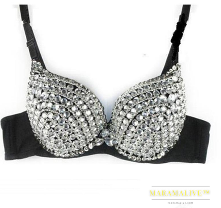 Punk Lady Goth Diamante Costume Bra