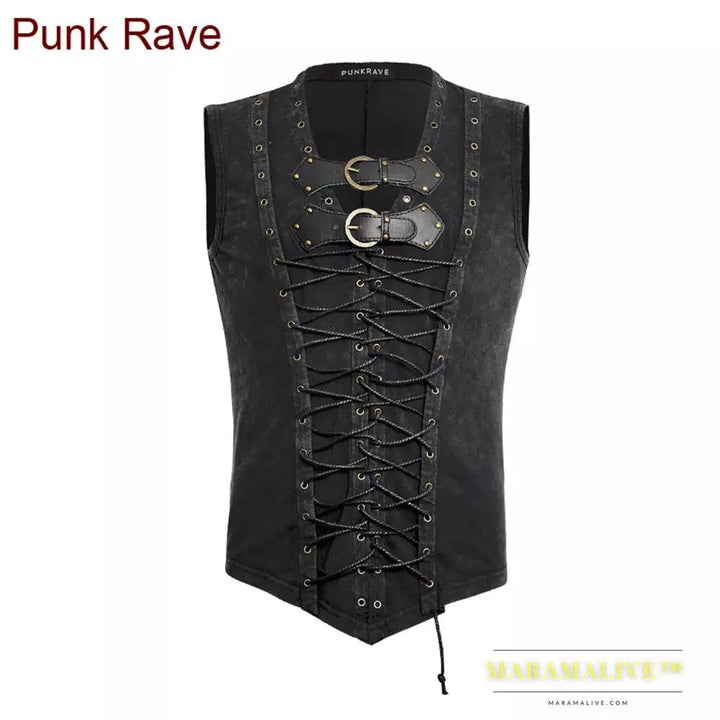 Punk Rave Mens Black Steampunk Rock Casual fashion Goth Punk T-shirt top T421