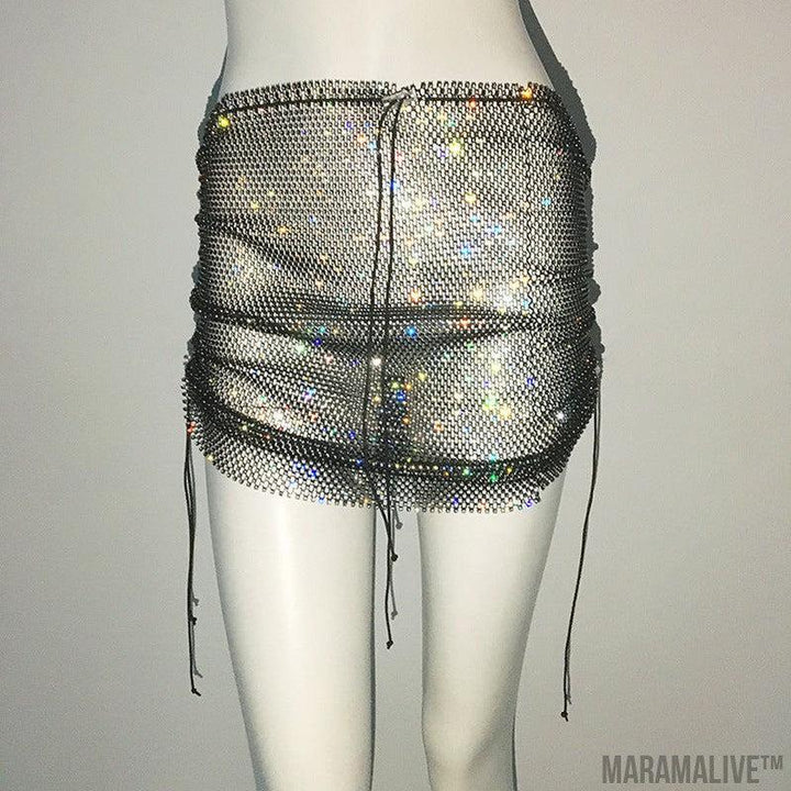 Punk Rhinestone Spaghetti Strap Bra Music Festival Top