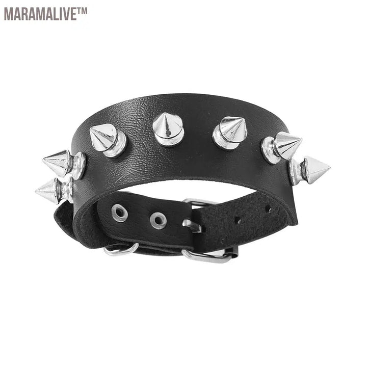 Punk Rivet Star PU Leather Bracelet For Women Men Hip Hop Gothic Dark Girl Rock Jewelry Pendant Love Chain Hip Hop Accessories