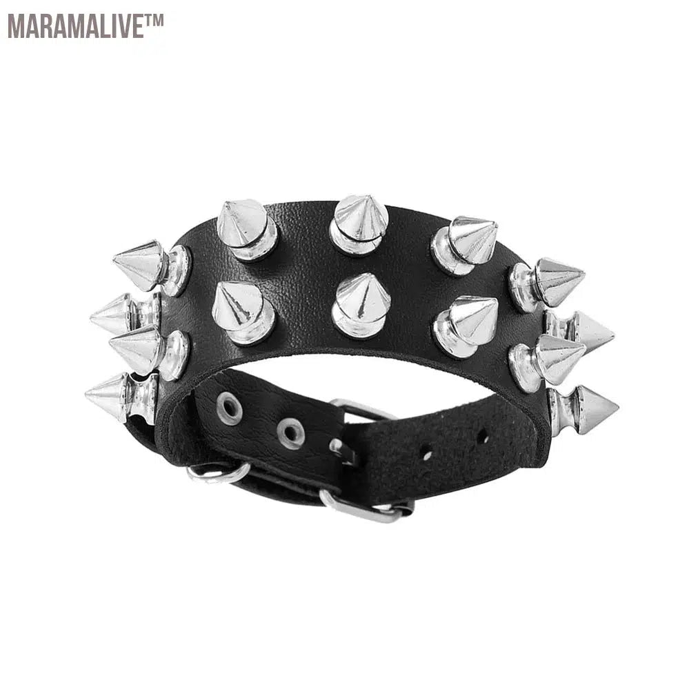 Punk Rivet Star PU Leather Bracelet For Women Men Hip Hop Gothic Dark Girl Rock Jewelry Pendant Love Chain Hip Hop Accessories