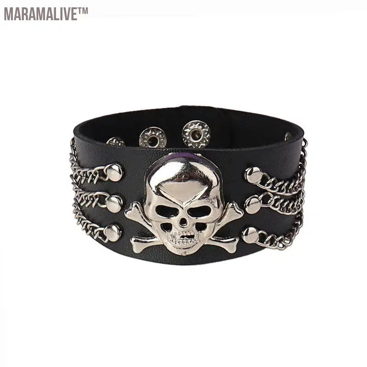 Punk Rivet Star PU Leather Bracelet For Women Men Hip Hop Gothic Dark Girl Rock Jewelry Pendant Love Chain Hip Hop Accessories