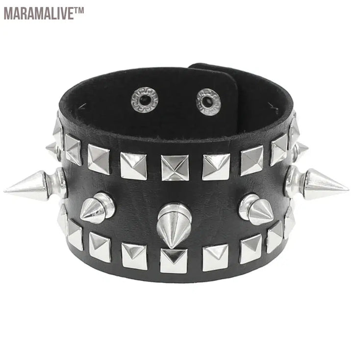 Punk Rivet Star PU Leather Bracelet For Women Men Hip Hop Gothic Dark Girl Rock Jewelry Pendant Love Chain Hip Hop Accessories