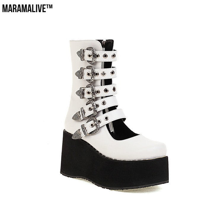 Punk Rivet Thick Bottom Platform Female Ankle Boots