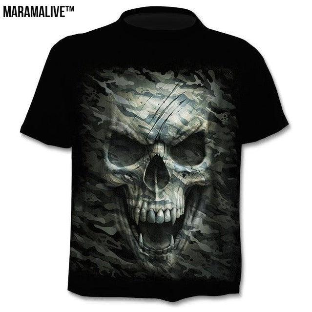 Punk Rock Rebellion T-shirt Men Punk Style Top Tees Skull Gothic