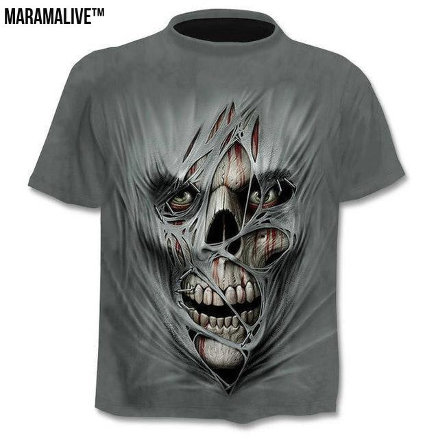 Punk Rock Rebellion T-shirt Men Punk Style Top Tees Skull Gothic