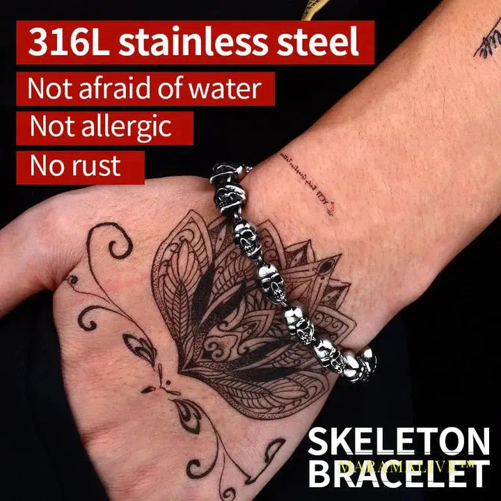 Punk Skull Stainless Steel Bracelet For Man High Quality Fashion Skeleton Jewelry US EURO Hot Gift