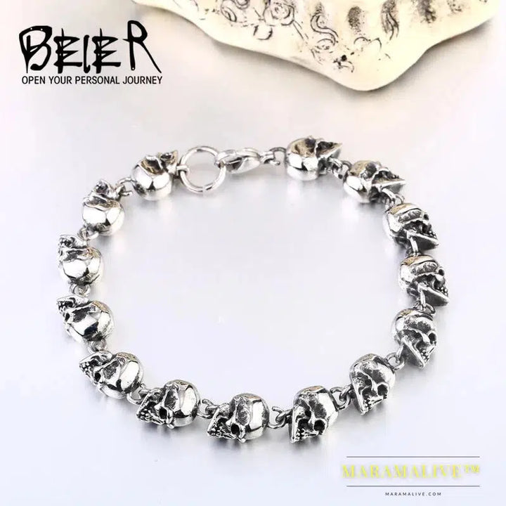 Punk Skull Stainless Steel Bracelet For Man High Quality Fashion Skeleton Jewelry US EURO Hot Gift