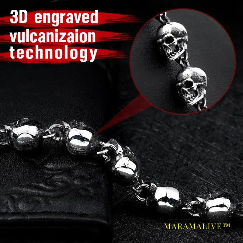 Punk Skull Stainless Steel Bracelet For Man High Quality Fashion Skeleton Jewelry US EURO Hot Gift