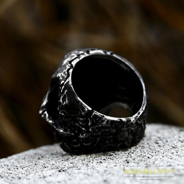 Punk Skull Titanium Ring Vintage Stainless Steel