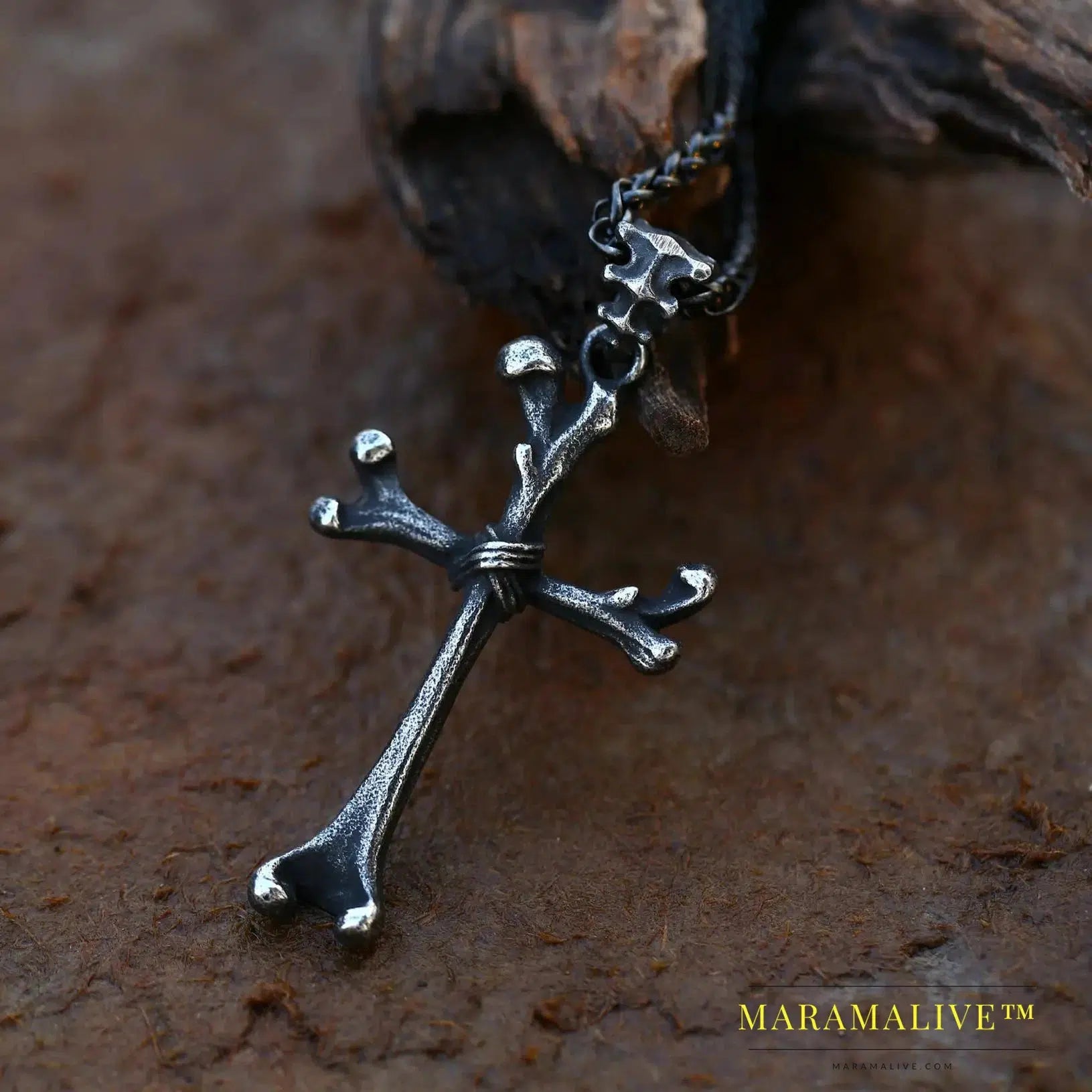 Punk Stainless Steel Clavicle Cross Pendant Punk Necklace For Man Women Charm Choker