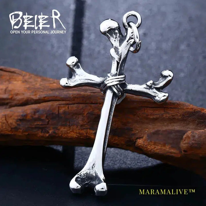 Punk Stainless Steel Clavicle Cross Pendant Punk Necklace For Man Women Charm Choker