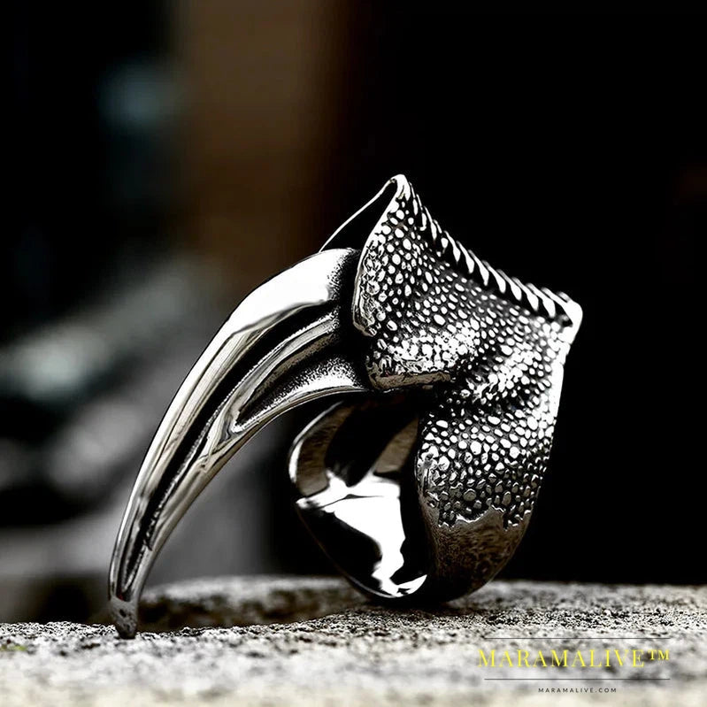 Punk Stainless Steel and delicate Eagle Claw Ring Man's High Quality Details are clear Jewelry