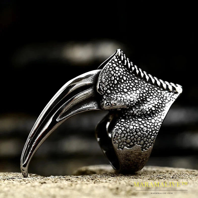 Punk Stainless Steel and delicate Eagle Claw Ring Man's High Quality Details are clear Jewelry