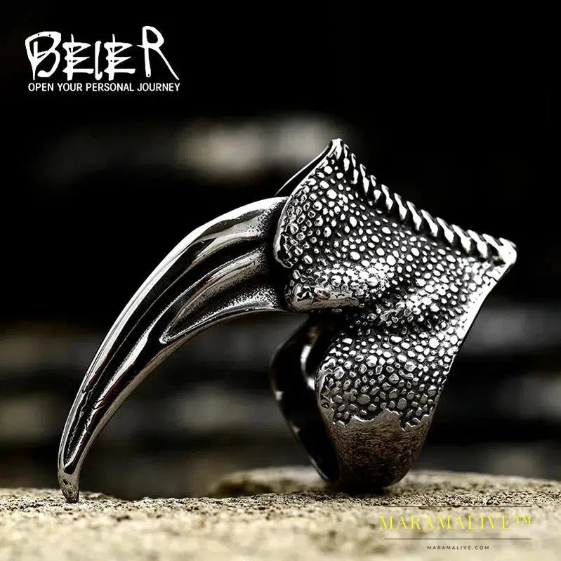 Punk Stainless Steel and delicate Eagle Claw Ring Man's High Quality Details are clear Jewelry