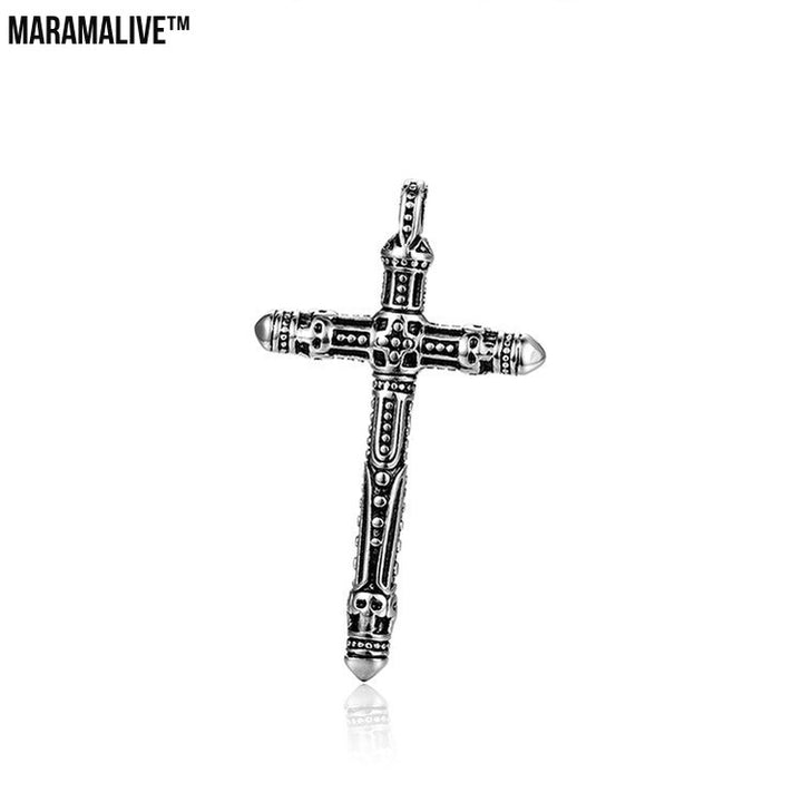 Punk Style Titanium Vintage Cross Pendant Necklace