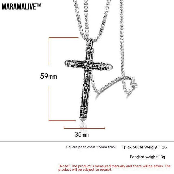 Punk Style Titanium Vintage Cross Pendant Necklace