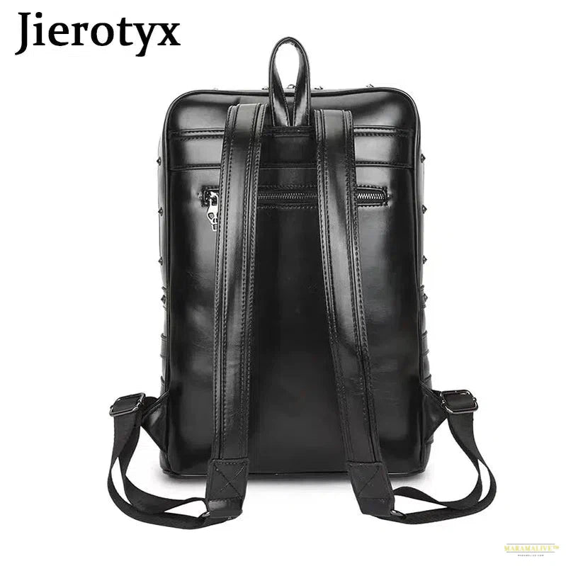 Punk Style Travel Bag for Women and Men Black Skull Daypack Backpack Belt Buckle Decor Skeleton Gothic Bags Large