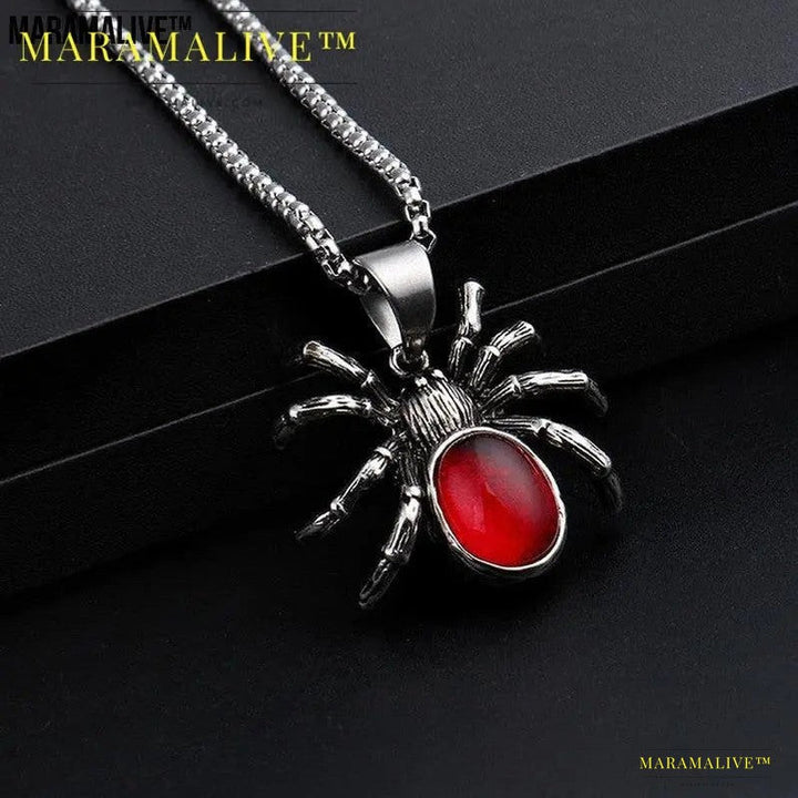 Punk Vintage Black Widow Spider Pendant Necklace