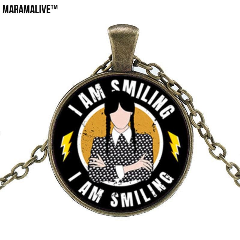 Punk Wednesday Character Glass Dome Pendant Necklace