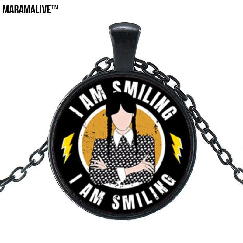 Punk Wednesday Character Glass Dome Pendant Necklace