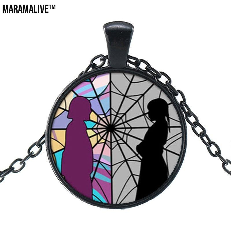 Punk Wednesday Character Glass Dome Pendant Necklace