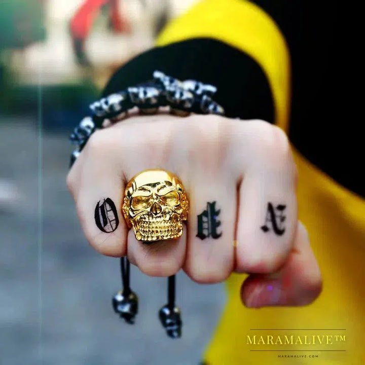 Punk cool Fashion Stainless Steel Rings For Man Big Tripple Skull Product Punk Biker Jewelry Gift