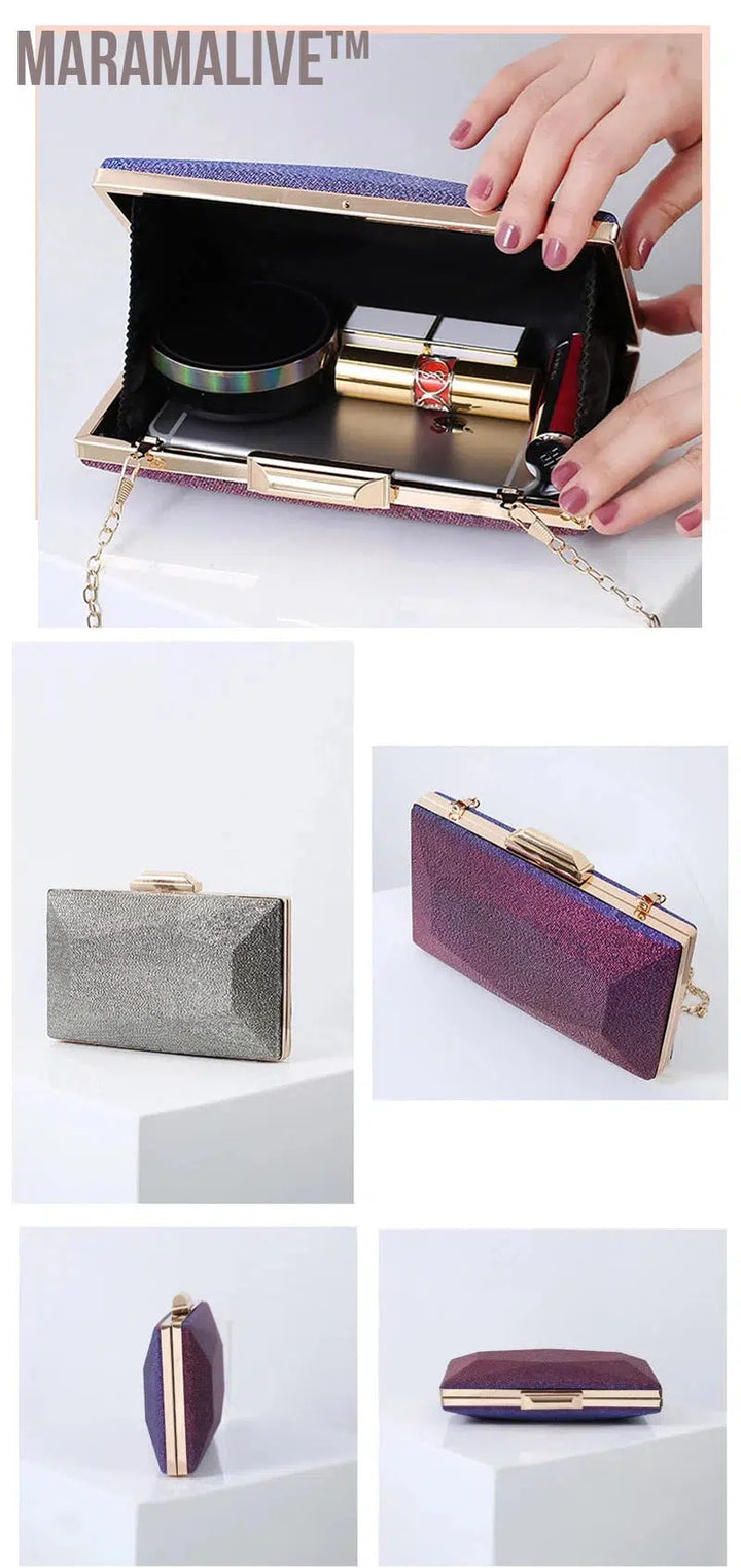 Purple Clutch Bags for Women Evening Wedding Party Luxury Designer Handbag Crossbody Shoulder Bag and Small Messenger Purse