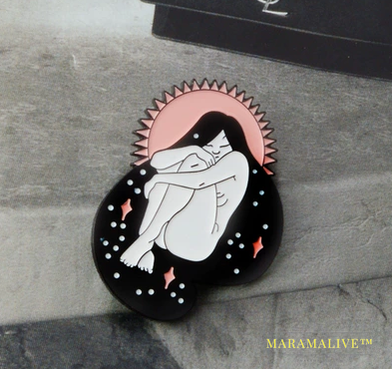 Quiet Sleeping Girl Feminist Enamel Pin Brooches Badges Hard Enamel Pins Women Hat Bag Backpack Jewelry Accessories Fine Gifts