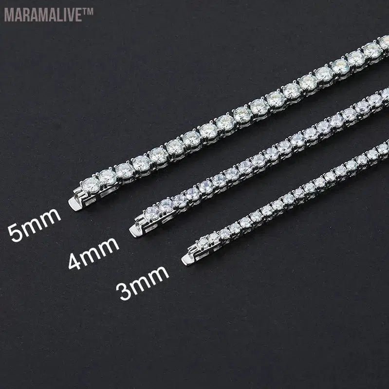 Real Moissanite Tennis Necklace Bracelet For Women Men 925 Sterling Silver 3/4/5mm Full Diamonds With GRA Hiphop Party Jewelry