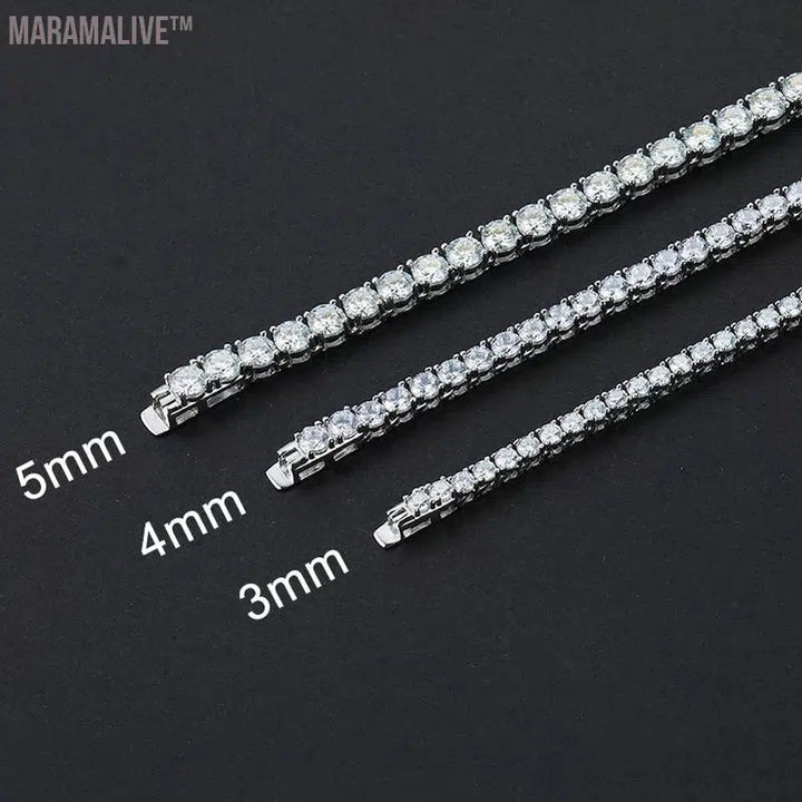 Real Moissanite Tennis Necklace Bracelet For Women Men 925 Sterling Silver 3/4/5mm Full Diamonds With GRA Hiphop Party Jewelry