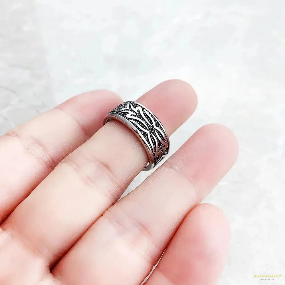 Rebellious Band Ring Black Tiger Pattern Fine Jewerly For Women Men Brand New Gift In 925 Sterling Silver