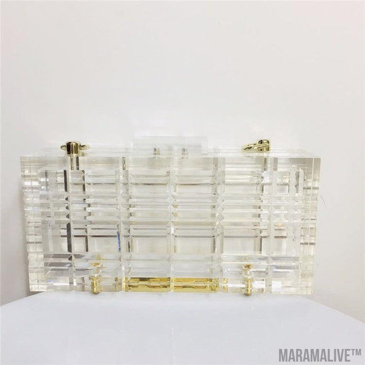 Rectangle Check Transparent Acrylic Dress Bag