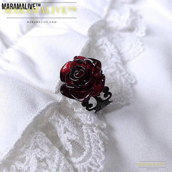 Red Gothic Rose Ring