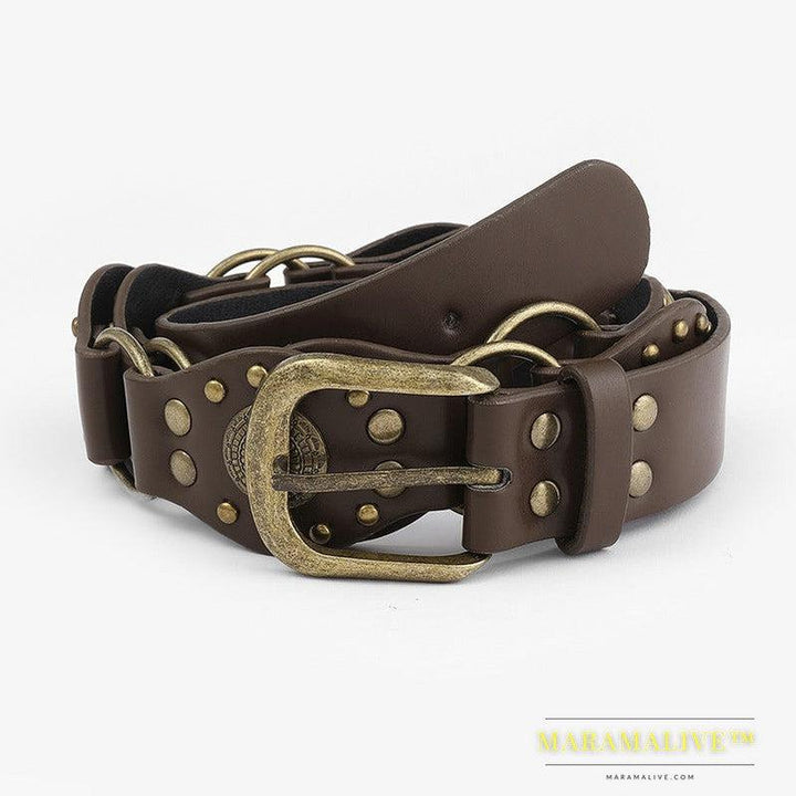 Retro American Hot Girl Rivet Belt Personality Trendy Punk Metal Buckle Waist Belt