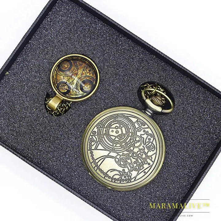 Retro Bronze Steampunk Series Pocket Watch Sets Men Women Watch Necklace Pendant Gift S