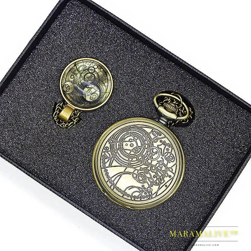 Retro Bronze Steampunk Series Pocket Watch Sets Men Women Watch Necklace Pendant Gift S